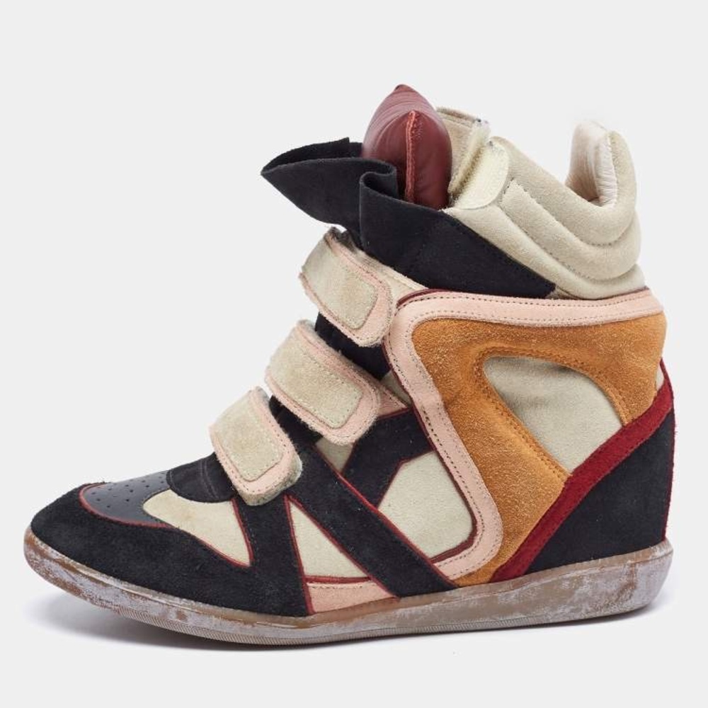 Isabel Marant Multicolor Suede And Leather Bekett Wedge High-Top Sneakers